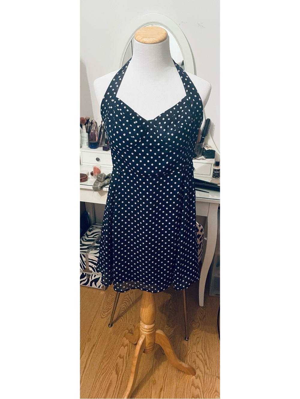 Forever 21 Black and White Polka Dot Halter Dress